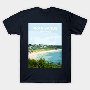 Praa Sands Cornwall. Cornish gift. Travel poster T-Shirt